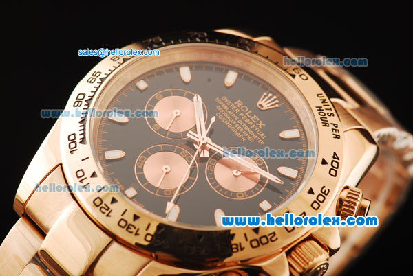 Rolex Daytona II Automatic Movement Rose Gold Case and Strap with Black Dial and White Markers - Click Image to Close